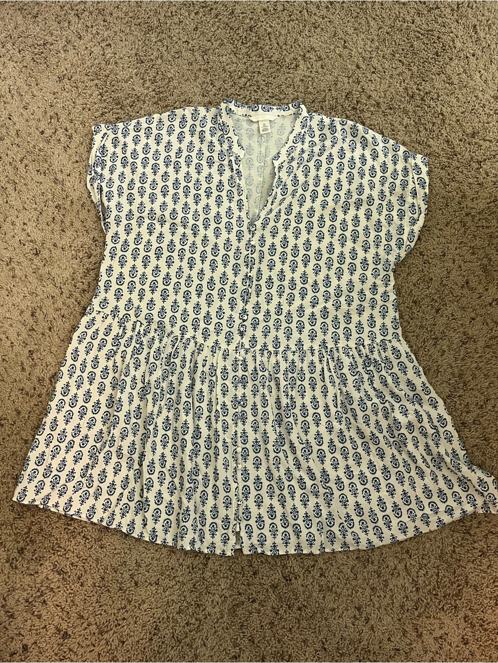 H&M White Mini Dress with Blue Paisley Print NWOT